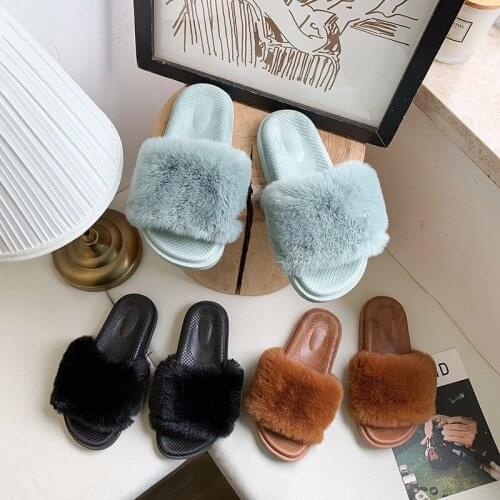 Hairy Slippers New Products For Outer Wear Korean Fashion Casual Slipper Home Indoor Autumn and Winter Shoes
