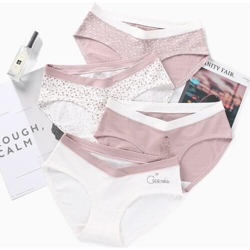 Plus Size Sexy Printed Cotton Maternity Panties Low Waist V Briefs for Pregnant Women Summer Pregnancy Underwear Lingerie