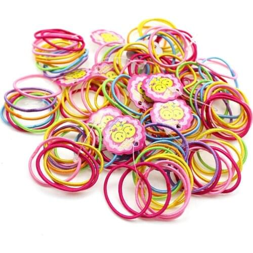 100Pcs Rubber Hair Bands Ponytail Holder Elastic Head Rope Hair Ties Headwear Girls Hair Accessories For Women Kids Girl Lady