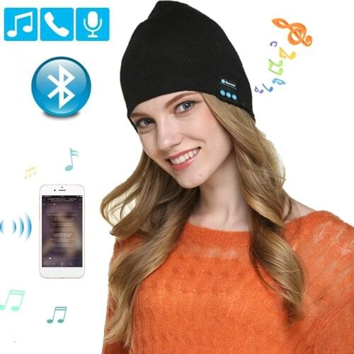 BT5.0 Headset Music Audio Hands-free Slouchy Wireless Beanie Winter Hat Headphone Knit Cap with Wireless Headphone for Iphone