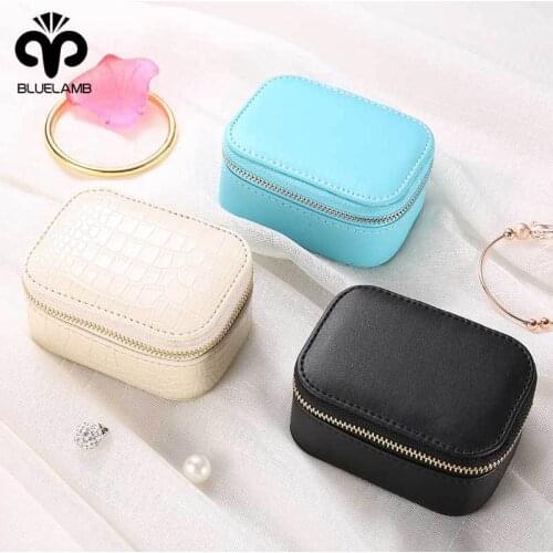 Jewelry Box Organizer Ring Earrings Necklace Storage PU Leather Zipper Portable Jewel Box Display Boxes for Packaging 2021 New