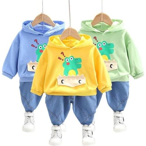 Baby Boy Sports Suit Clothing Sets Dinosaur Kids Clothes For Birthday Casual Outfits Suit Fashion Cartoon Hoodies + Pants 2pcs