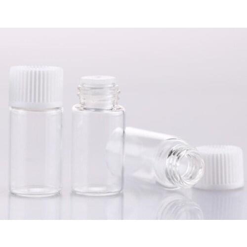 Glass Bottle With Lid Cap Small clear Glass Bottle Essential Oil Vials Sample Bottle 1ml 2ml 3ml F20173040