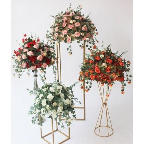Artificial Silk Flower Ball Flower Rack For Wedding Centerpiece Home Room Decoration Party Supplies DIY Craft Flower 7 Color