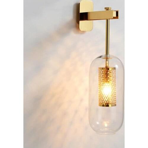 Indoor lighting Modern wall lamp LED gold/black metal glass creative sconce wall light for bedroom bedside Aisle corridor stair