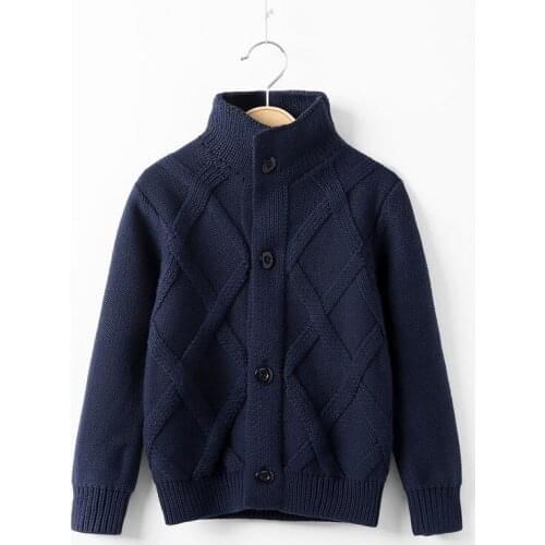 Boys and girls sweater 3-11 years old pure cotton cardigan clothes velvet spring and autumn knitted sweater coat