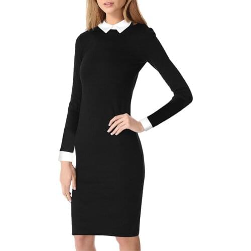 TMWEVNWomens Celebrity Turn Down Collar Business Bodycon Pencil Wear to Work Career Dresses