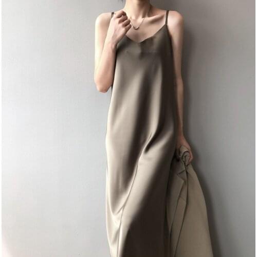 2021 Sling Dress Female Spring And Autumn Outer Wear Temperament All-Match New Base Long Skirt Chiffon Female Summer