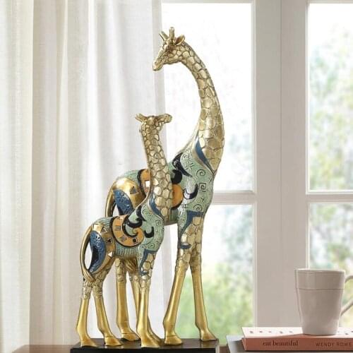 Animal Table Figurines Golden Art Design American Office Deer Figurines Resin Vintage Decorazioni Casa Bedroom Decor DM50GT