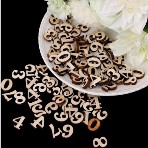 100Pcs Wooden 0-9 Numbers Embellishments 15mm Scrapbooking Card Making Craft DIY