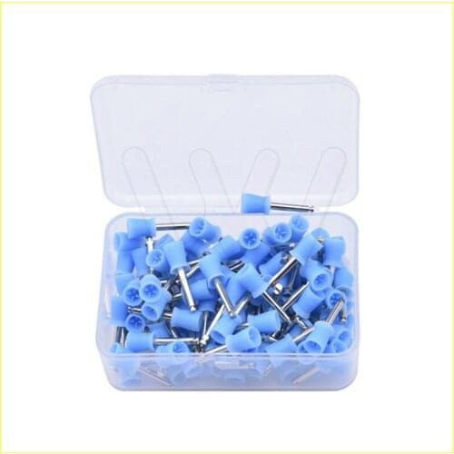 100 pcs/box Dental Prophy Cup Rubber Polish Brush Tooth Polishing Latch Blue
