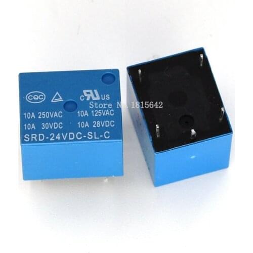 5PCS/LOT SRD-24VDC-SL-C SRD-24 5 Pins 24V 10A DC Coil PCB Relay