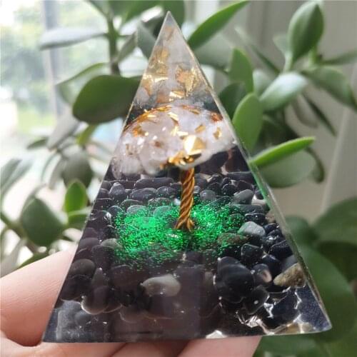 55-60mm Natural Crystal Obsidian Quartz Gravel Orgone Pyramid Reiki Energy Healing Chakra Meditation Resin Glue Decoration