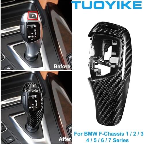 LHD Car Carbon Fiber Gear Shift Knob Trim Decal Cover For BMW 1/2/3/4/5/7 Series F20 F22 F30 F35 F32 F36 F10 F18 F01 F02 2009