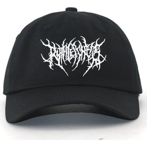 Embroidery Gothic Street Punk Frauen baseball cap men 100% cotton adjstable pure black sports caps women hip hop dad hat new