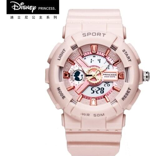 Disney Original Snow White Top Brand Dual-time Wristwatches Woman Digital Multifunction Sport watches 50m Waterproof Swim Clocks