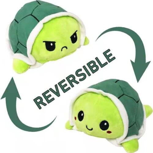 15cm four color flip double faced Turtle Plush Toy happy angry expression flip turtle doll