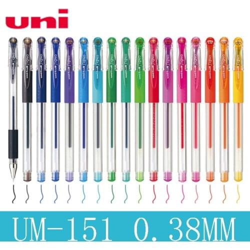 10pcs/lot Uni UM-151 Color Gel Pen 0.38mm Bullet Student Writing Office Signature Pen 20 Colors Complete