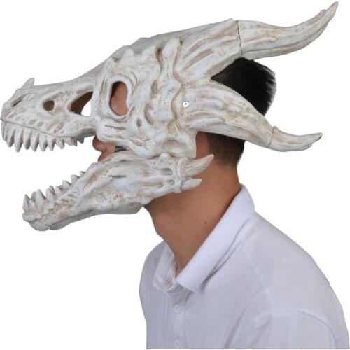 Halloween Horror Cosplay Face Dragon Bone Latex Full Face Cover Halloween Costume Props For Adult Festival Party Headgear