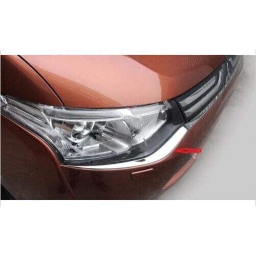 Chrome headlight front light lamp cover trim for Mitsubishi Outlander 2013 2014