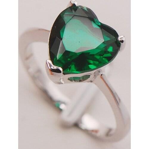 Simulated Emerald Women 925 Sterling Silver Ring F767 Size 5 6 7 8 9