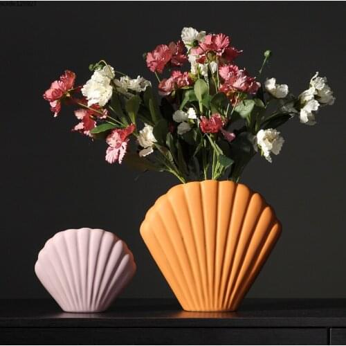 American Color Shell Ceramic Vase Art Table Flower Arrangement Decoration Crafts Morandi Color Flower Vase Home Decoration Gift