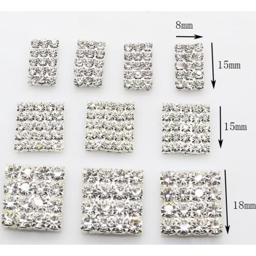 ZMASEY Rhinestones Buttons10Pcs/Lot Mix Size Diamond DIY Square Button Supply Decoration Wedding Invitation Jewelry Accessories