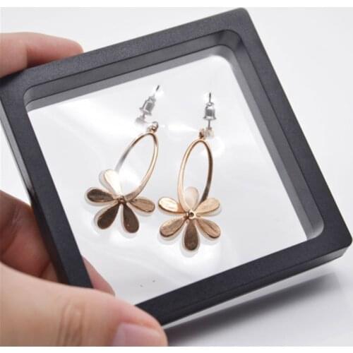 Fashion ABS Cases Displays Square 3D Albums Floating Frame Holder Black White Coin Box Jewelry Display Show Case For Wedding