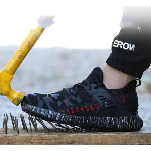 Mens Steel Toe Work Safety Shoes Casual Breathable Outdoor Sneakers Puncture Proof Boots Comfortable Industrial Shoes X12-54