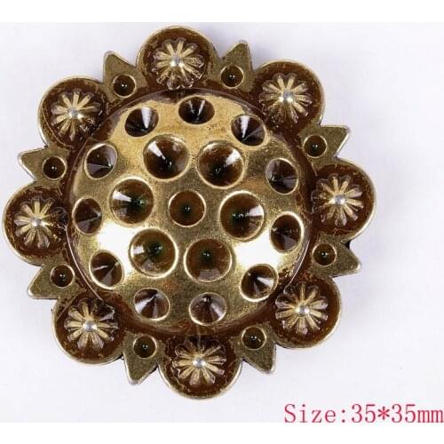 Set of 5 WESTERN HORSE SADDLE TACK 1-3/8" Antique Brass BERRY CONCHOS screw back