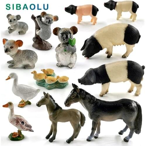 New Farm Animal Family Chicken pig sheep rabbit koala figurine model home decor miniature fairy garden decoration accessories