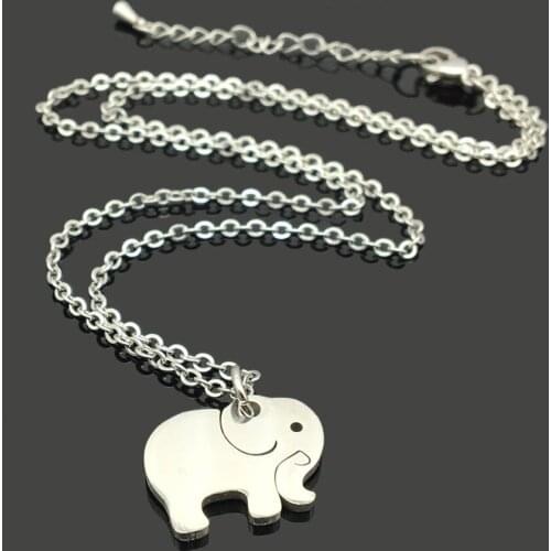 Forest Elephant Charm Stainless Steel Chain Necklace 316L Animal Elephant Stainless Steel Pendant Chain Necklace