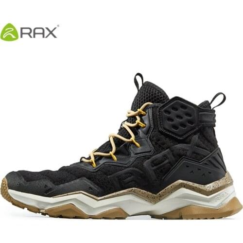 Rax Men Hiking Boots Breathable High Cut Shoes Wear-Resistant Lace Up Hiking Shoes Anti-Slip Mountaineering Boots D0863