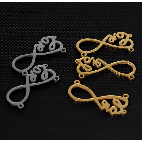 Semitree 5pcs Stainless Steel Infinite LOVE Necklace Pendant Charms Bracelet Connectors for DIY Jewelry Making Handmade Supplies