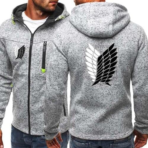 2020 Anime attack titan Print Hoodies Anime Cosplay Hooded Sweatshirt Men Fashion Zipper Hoodie Harajuku Outerwear Hip Hop Coat