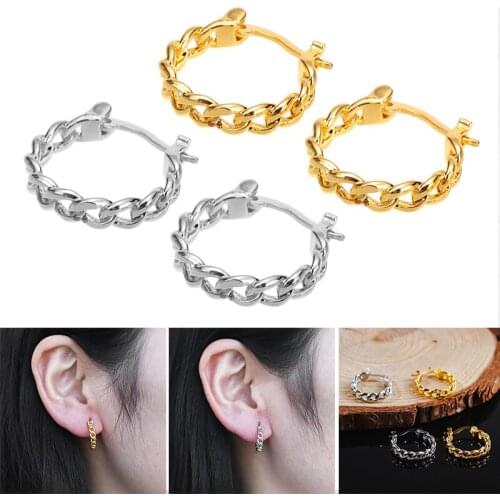 Vintage Geometric Earrings For Women Statement Punk Exaggerated Hollow Curb Chain Hoop Earring Jewelry oorbellen