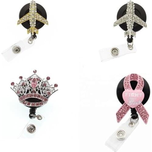 4 Style Animal Airplane Crown Ribbon Retractable Yoyo Badge Reel Holder For Doctor Medical Student Office Supplier