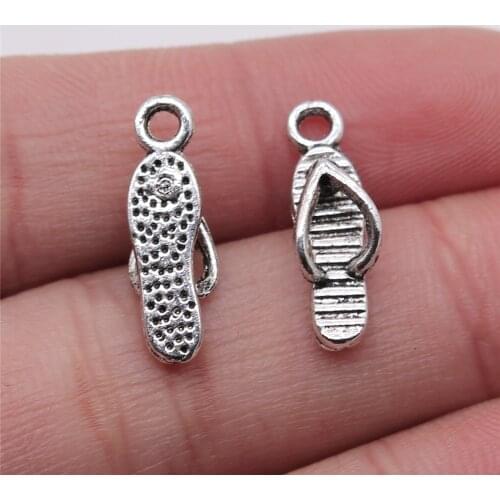 WYSIWYG 10pcs 6x19mm Charms Flip Flop Antique Silver Color Alloy DIY Jewelry Making Accessories