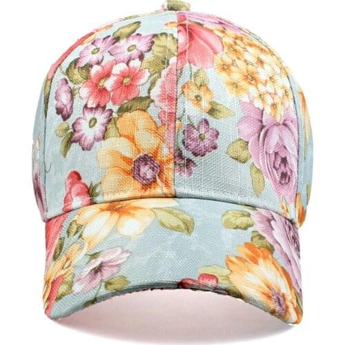 Lady Flower Print Baseball Cap New Fashion Casual Snapback Hat Spring Caps
