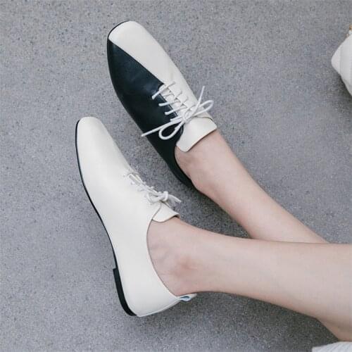 2021 New Fashion Mixed Colors Genuine Leather Women Flats Concise Elegant Female Shoes 2021 Spring Autumn Shallow Loafers