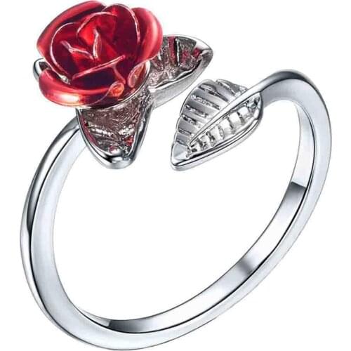 Women Rose Flower Open Finger Ring Adjustable Wedding Engagement Jewelry Gift Ring for Women Retro Jewelry Rose Flower Decor new