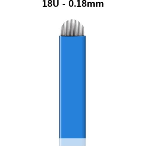 0.18mm Laminas Agulhas Tebori Microblading 18 U needles Permanent Makeup Tattoo Needle 18 Flex Blades for Eyebrow Manual Pen