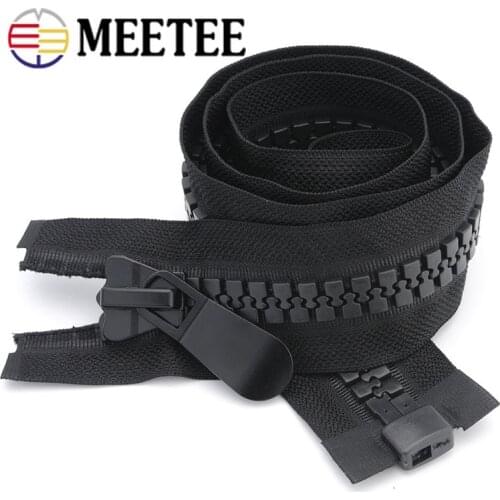 Meetee 1Pc 15# New Resin Zipper For Down Jacket White Black Open-end Zippers Coat Zip for Sewing DIY Garment Accessorie KY932