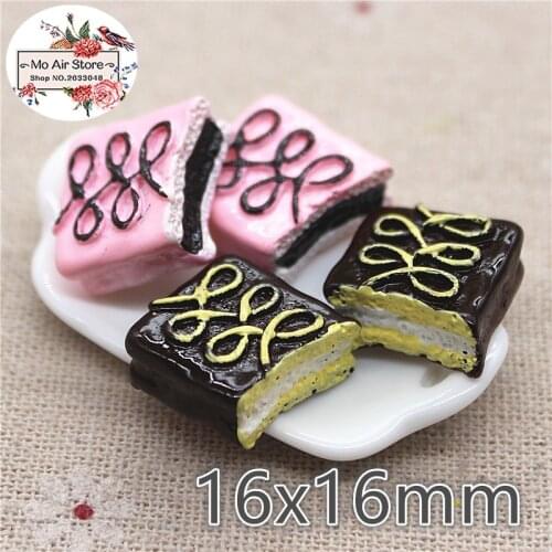Chocolate cake 10PCS 16mm Resin Flatback Cabochon Miniature Food Art Supply Decoration Charm Craft