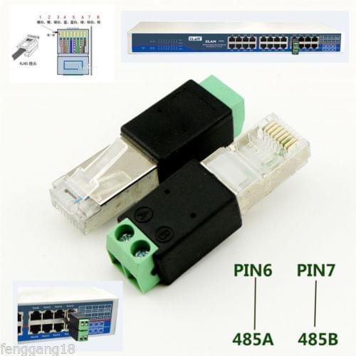 10pcs RJ45 Male to 485 2 Pin (6 7P) Screw Terminal Adapter Connector Splitter CCTV DVR