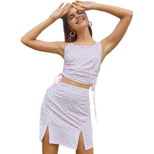 2021 Summer New Products Fashion Womens Temperament Printed Casual Short Skirt Set