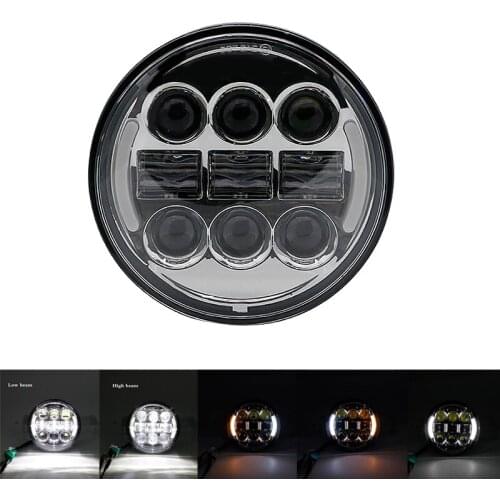 5.75" Motorcycle LED Headlight Bulb for Harley Dyna Sportster Victory Triumph Indian Motor HeadLamp Halo DRL Amber Turn Light