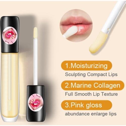 5ml Care Lip Plumper Moisturizing Mask Oil Clear Brighten Lip Gloss Repairing Reduce Fine Lines Lip Elasticity Plump Serum