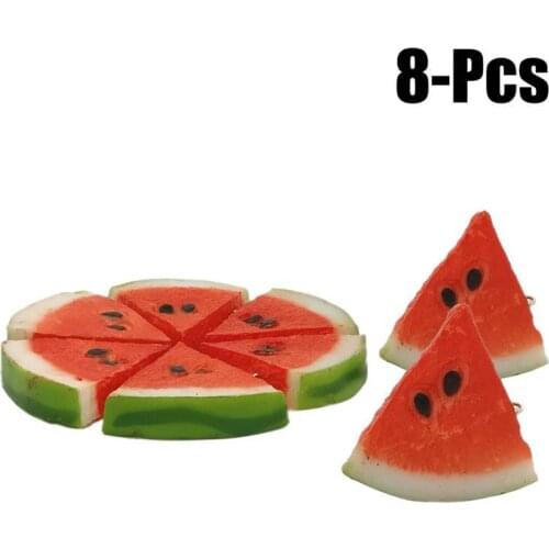 8PCS Artificial Watermelon Slices Plastic Fake Fruits Lifelike Decorative Fruits Photo Props Simulation Fruit for Home Decor
