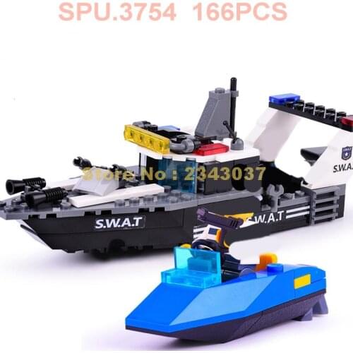 9409 166pcs Urban Swat Police Speedboat Policemen Maritime Coastguard 2 Building Block Toy